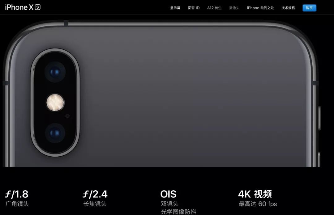 (图为 iphone xs 摄像头参数)